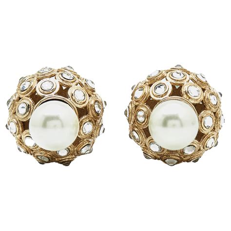 mise en dior pearl|CHRISTIAN DIOR Crystal Pearl Dior Tribales Earrings Gold .